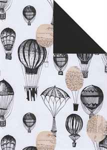 Bogen 70x 100cm, Montgolfière Ballon, weiss/schwarz Bogen 70x 100cm, Montgolfière Ballon, weiss/schwarz