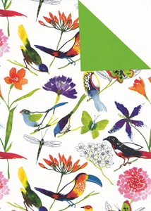 Bogen 70x 100cm, Manaus Vögel, bunt/grün Bogen 70x 100cm, Manaus Vögel, bunt/grün