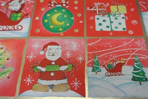 Bogen 70x 100cm, Weihn.-Quadrate, rot Bogen 70x 100cm, Weihn.-Quadrate, rot