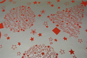 Bogen 70x 100cm, Schrift in Kugel, silber/rot Bogen 70x 100cm, Schrift in Kugel, silber/rot