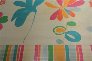 Bogen 70x 100cm, Blumen modern, türkis/orange Bogen 70x 100cm, Blumen modern, türkis/orange