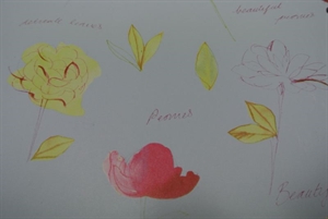 Bogen 70x 100cm, Blumen, blau Bogen 70x 100cm, Blumen, blau