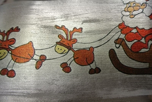 Bogen 70x 100cm, Niko auf Schlitten, silber Bogen 70x 100cm, Niko auf Schlitten, silber