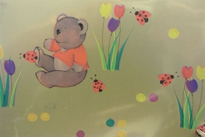 Bogen 70x 100cm, Bär mit Tulpen, gold Bogen 70x 100cm, Bär mit Tulpen, gold