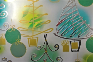 Bogen 70x 100cm, Baum/Kugel, grün/gelb Bogen 70x 100cm, Baum/Kugel, grün/gelb