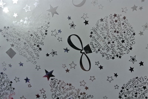 Bogen 70x 100cm, Schrift in Kugel,silber Bogen 70x 100cm, Schrift in Kugel,silber