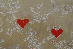 Bogen 70x 100cm, Folie Herz, rot/weiss Bogen 70x 100cm, Folie Herz, rot/weiss