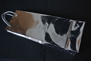 Flaschentasche, B12+8.5x H39cm - glanz, silber Flaschentasche, B12+8.5x H39cm - glanz, silber