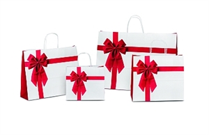 Tasche, B55+15x H39cm Rosette, rot-weiss Tasche, B55+15x H39cm Rosette, rot-weiss