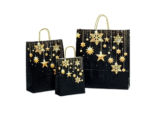 Tasche, B32+13x H41cm Stars, schwarz-gold Tasche, B32+13x H41cm Stars, schwarz-gold
