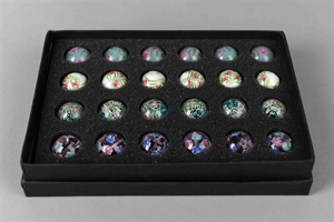 Floral glass - Kugel mit Langloch - Ø2,5cm, bunt Floral glass - Kugel mit Langloch - Ø2,5cm, bunt