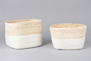 Korb, Baumwolle Set/2 - L25x 25x H20cm, weiss Korb, Baumwolle Set/2 - L25x 25x H20cm, weiss