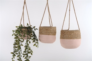 Rundkorb, Sweetgras Set/3 - Ø20x H21/70cm, rosy Rundkorb, Sweetgras Set/3 - Ø20x H21/70cm, rosy