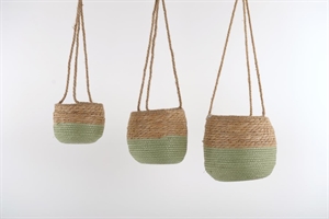 Rundkorb, Sweetgras Set/3 - Ø20x H21/70cm, green Rundkorb, Sweetgras Set/3 - Ø20x H21/70cm, green