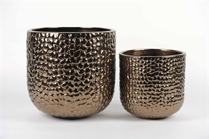 Blumentopf, Scaly Keramik - Ø36x H35, Ø27x H27cm, gold Blumentopf, Scaly Keramik - Ø36x H35, Ø27x H27cm, gold