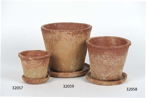 Blumentopf, mit Unterteller Ø14.5x H13cm, old pottery