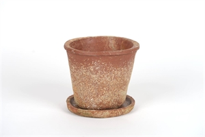 Blumentopf, mit Unterteller Ø20.5x H18.5cm, old pottery