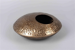 Alu-Vase, Diskus Ø25 x H10cm - hammered, bronze