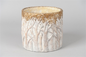 Blumentopf, Bosque Zement Ø22x H20cm, créme/braun* Blumentopf, Bosque Zement Ø22x H20cm, créme/braun*