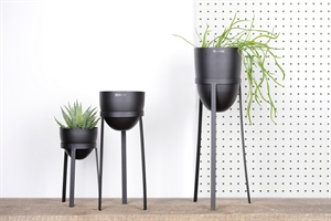 Topf mit Ständer, Metall Ø8x H8cm - Set/3, schwarz Topf mit Ständer, Metall Ø8x H8cm - Set/3, schwarz