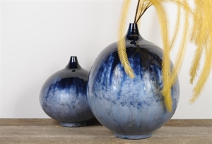 Vase, Ø37x H44cm, blue belly Vase, Ø37x H44cm, blue belly