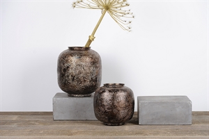 Vase, Alu Ø25.5x H26cm, crinkle bronze