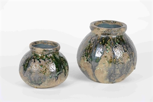 Vase, Cliff rock - rund Ø16.5x H14cm, braun