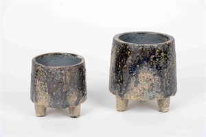 BlumenTopf, m.Füssen Cliff rock Ø17x H17cm, braun BlumenTopf, m.Füssen Cliff rock Ø17x H17cm, braun