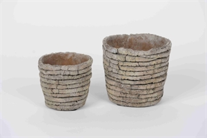 Blumentopf, Lamellla Zement Ø12.5x H11cm, grau Blumentopf, Lamellla Zement Ø12.5x H11cm, grau