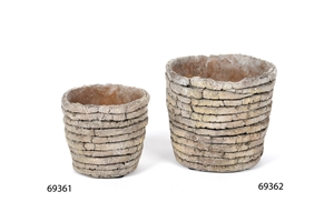 Blumentopf, Lamellla Zement Ø16xH14.5cm, grau Blumentopf, Lamellla Zement Ø16xH14.5cm, grau