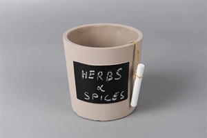 Topf, mit Tafel & Schulkreide Ø13x H13cm, taupe Topf, mit Tafel & Schulkreide Ø13x H13cm, taupe