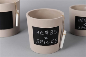 Topf, mit Tafel & Schulkreide Ø15x H15cm, taupe Topf, mit Tafel & Schulkreide Ø15x H15cm, taupe