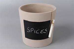 Topf, mit Tafel & Schulkreide Ø17x H17cm, taupe Topf, mit Tafel & Schulkreide Ø17x H17cm, taupe