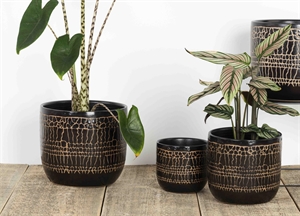 Blumentopf, Croco Ø11.5x H10.5cm, black Blumentopf, Croco Ø11.5x H10.5cm, black