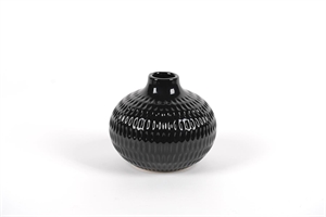 Vase, Keramik Ø18x H15cm, schwarz