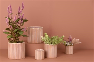 Blumentopf, Rayure Ø7x H7.4cm, rose Blumentopf, Rayure Ø7x H7.4cm, rose