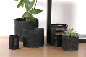 Blumentopf, Tissée - Zement Ø26.5x 24cm, schwarz Blumentopf, Tissée - Zement Ø26.5x 24cm, schwarz