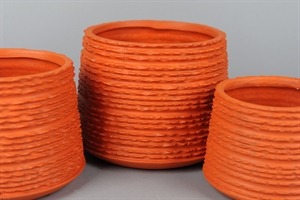 Blumentopf, Keramik Ridged 20.5x H15.5cm, orange Blumentopf, Keramik Ridged 20.5x H15.5cm, orange