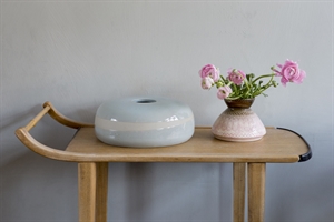 Keramik, Kugelvase flach Puntini Ø29x H12cm, celadon Keramik, Kugelvase flach Puntini Ø29x H12cm, celadon