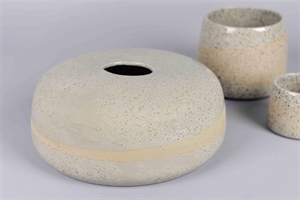 Keramik, Kugelvase flach Puntini Ø29x H12cm, sand