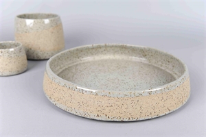 Keramik, Schale zyl. Puntini Ø35x H6cm, celadon*