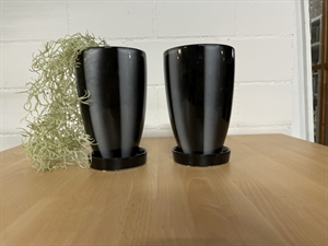 Vase Orchidee, Streifen Ø12x H19cm, weiss/schwarz Vase Orchidee, Streifen Ø12x H19cm, weiss/schwarz