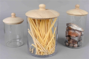Glastopf, mit Holzdeckel Ø17xH24cm, klar Glastopf, mit Holzdeckel Ø17xH24cm, klar