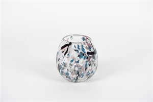 Glasvase, Dapple dots Ø9.5x H8cm, blue Glasvase, Dapple dots Ø9.5x H8cm, blue
