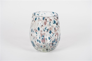 Glasvase, Dapple dots Ø18x H21.5cm, blue Glasvase, Dapple dots Ø18x H21.5cm, blue