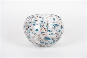 Glasvase, Dapple dots Ø25x H18cm, blue Glasvase, Dapple dots Ø25x H18cm, blue