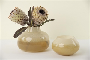Glasvase, Latte Ø20x H12.5cm, vanilla/cream Glasvase, Latte Ø20x H12.5cm, vanilla/cream