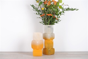 Glasvase, Cubo - L16x 16x 30cm, apricot/white Glasvase, Cubo - L16x 16x 30cm, apricot/white