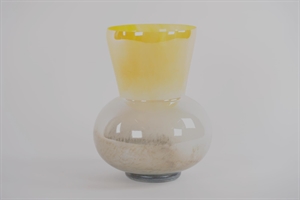 Glasvase, Dualis - Ø27.9x H35.6cm, lemon/grey Glasvase, Dualis - Ø27.9x H35.6cm, lemon/grey