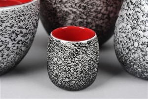 Glasvase, Lueur rouge - 10x 10cm, weiss/schwarz Glasvase, Lueur rouge - 10x 10cm, weiss/schwarz